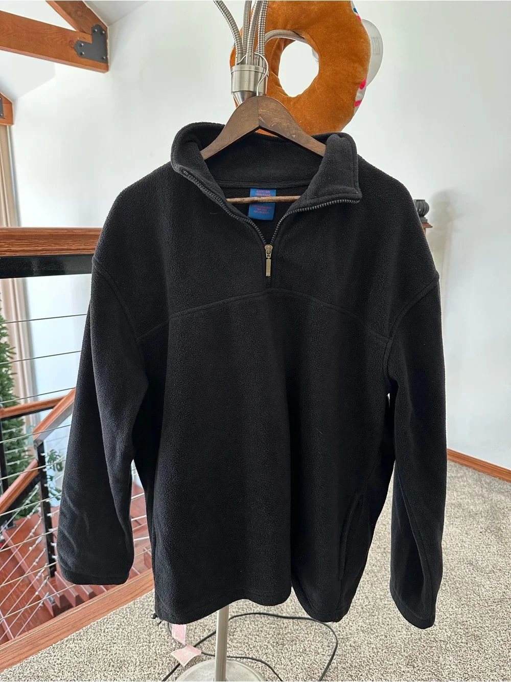 Men's Black Half-Zip Fleece Pullover